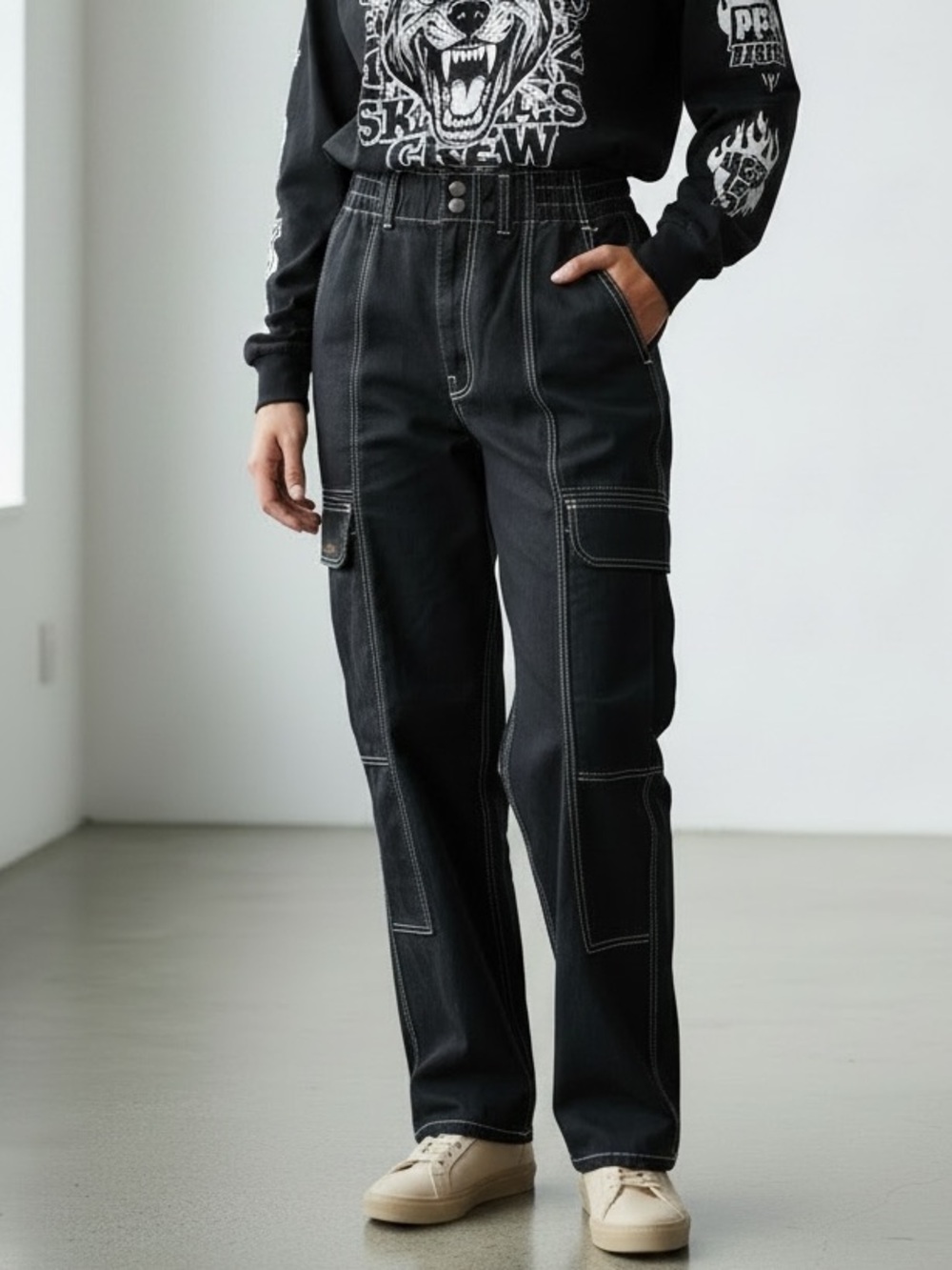 BDG Black Relaxed Skate Jean with Contrast Stitching